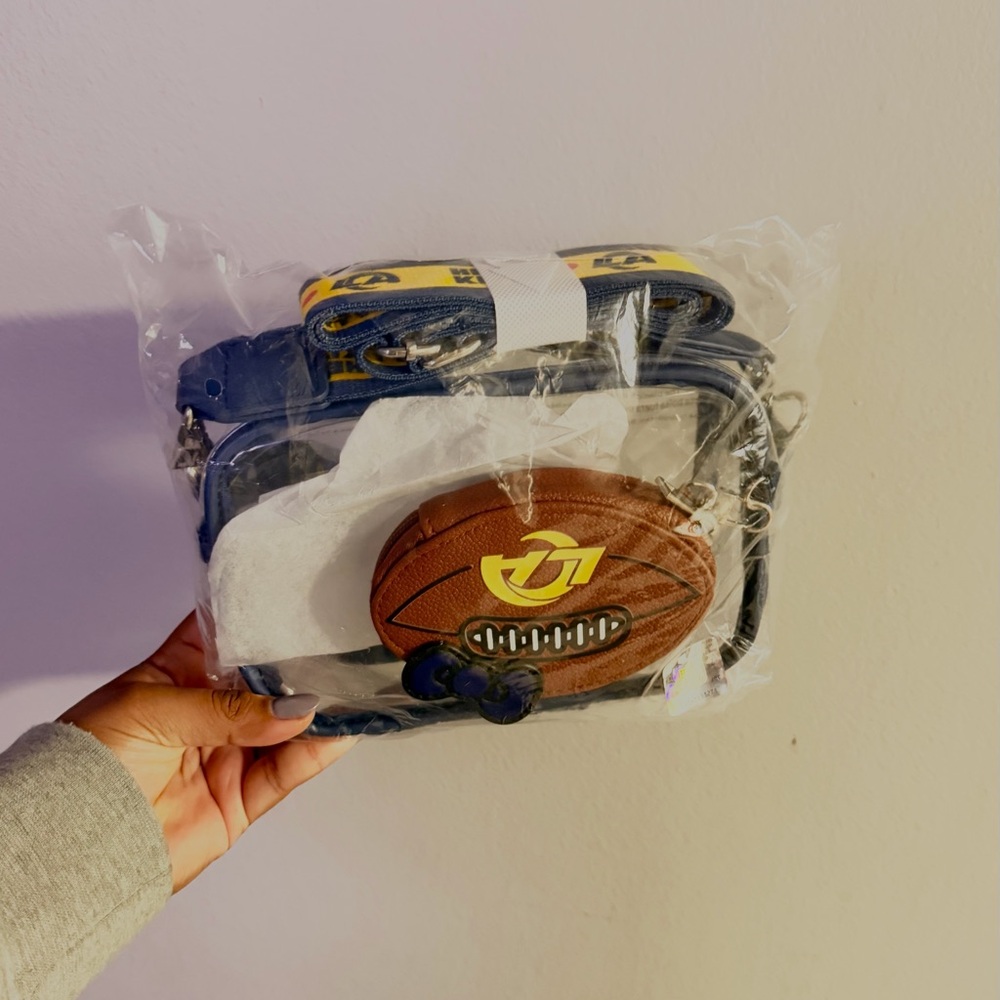 Blue Crossbody Bag with Football Accent